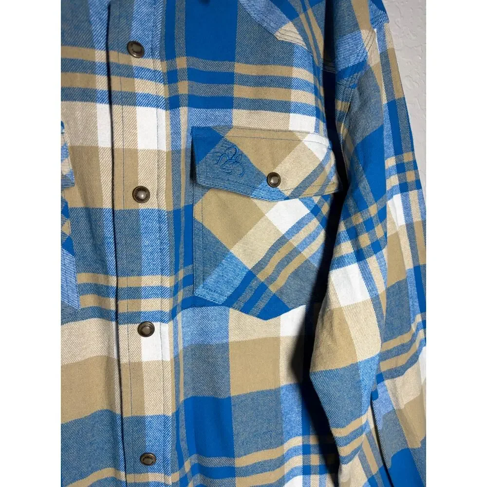 Legendary Whitetails Mens Blue Plaid Flannel Long Sleeve Shirt XL NWT